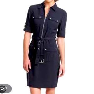 Michael Kors Belted Utility Shirt Dress in Navy blue